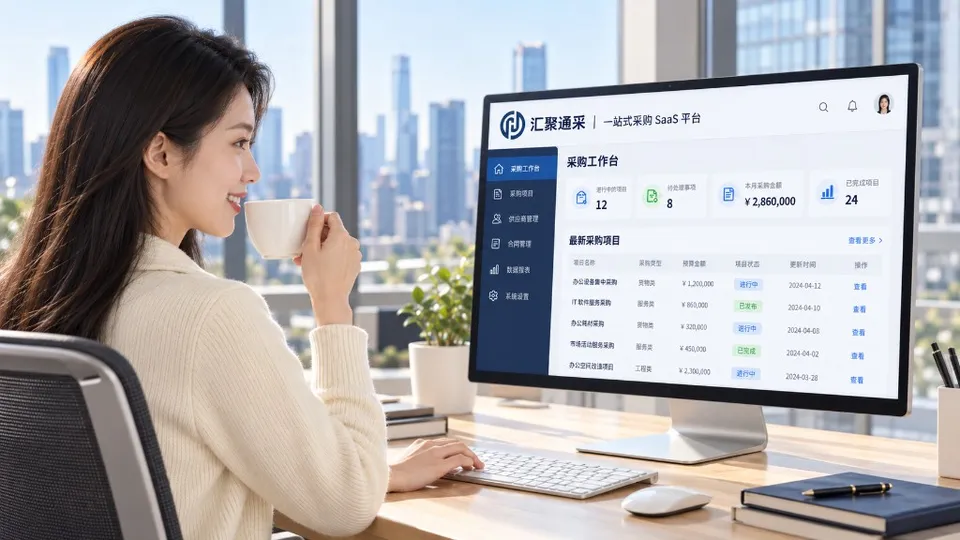 采购人看着汇聚通采的屏幕